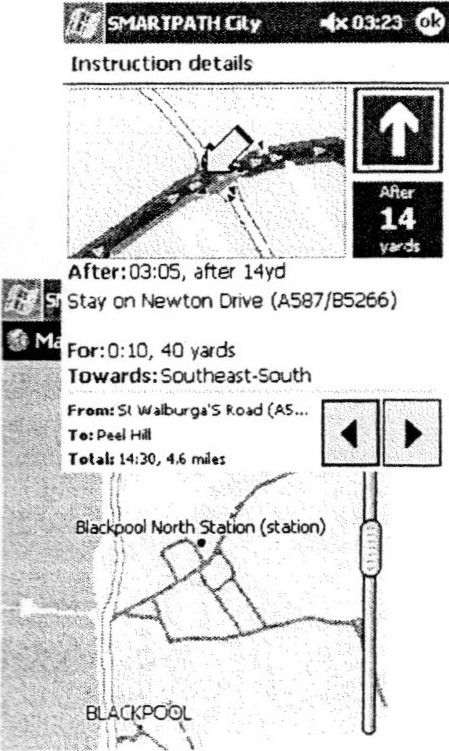 Smartpath software for PocketPC offers route planning and direction facilities